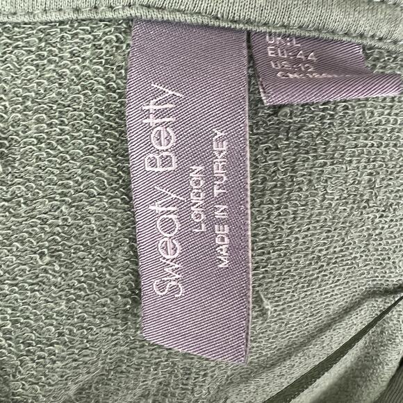 Sweaty Betty Green Hoodie V-Neck Long Sleeve Fleece Pullover Size L Large - Picture 7 of 10